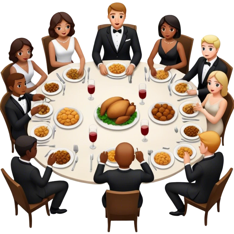gente cenando en una mesa grande emoji