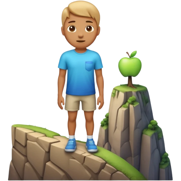 A 3D emoji of a person standing at the edge of a steep cliff in Apple style. The person faces forward, close to the edge, showing a sense of height and danger. Clean, glossy , isolated on white background.


 emoji