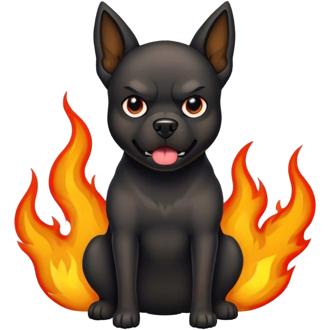 black angry Dog on fire emoji