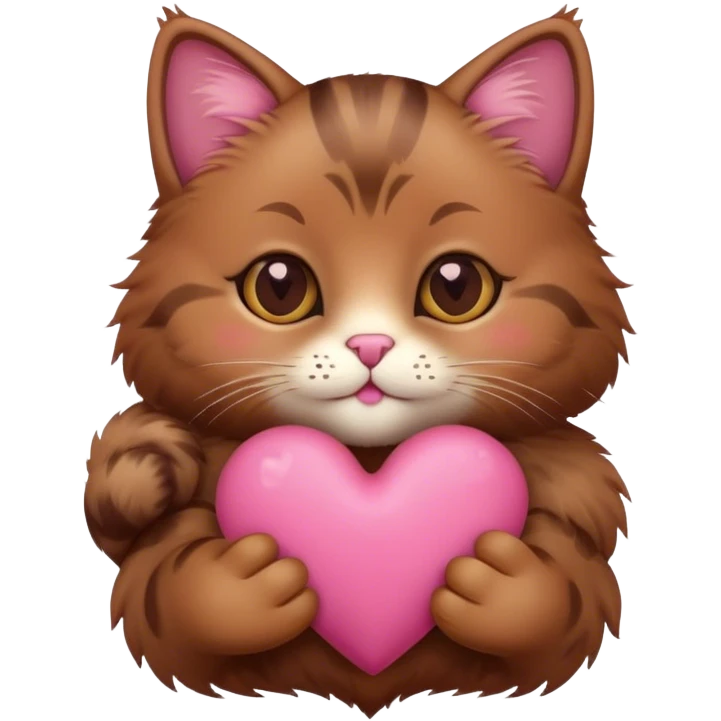 Brown cat Holding Heart emoji