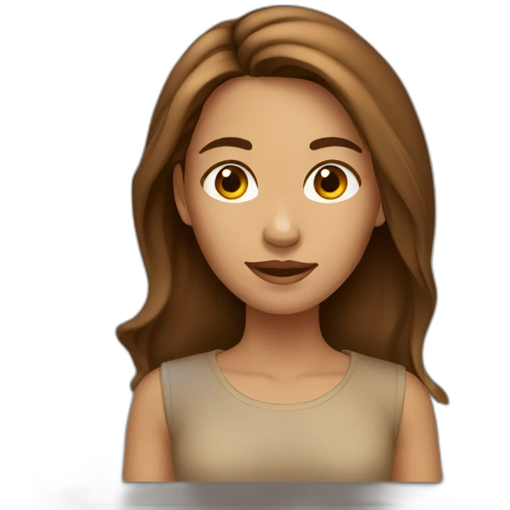 women,long brown hair , tan emoji