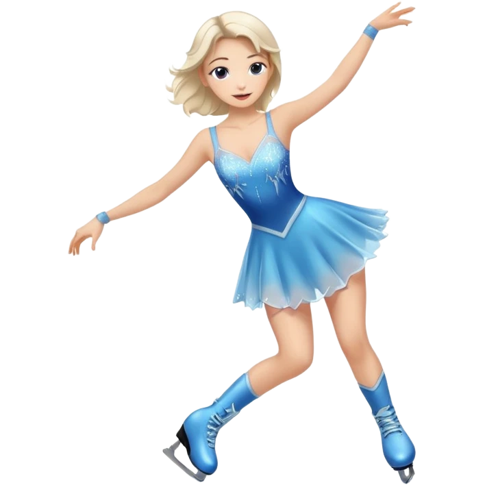 buz pıstının ustunde kayan,yarısma ıcın elbıse gıymıs ve artıstık hareketler yapan kadın emojısı  emoji