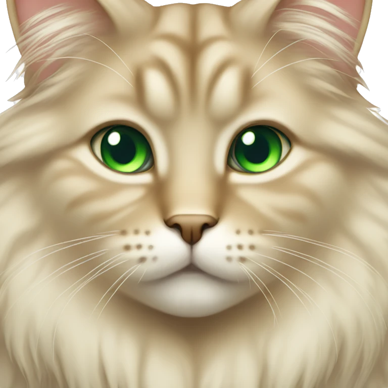 Fluffy Long hair beige cat with green eyes emoji