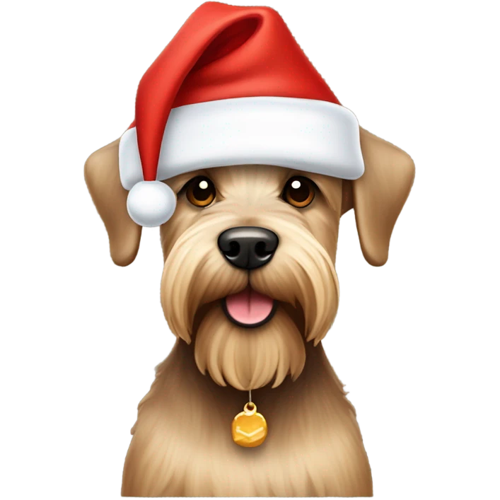 Golden Brown schnauzer with Santa hat emoji