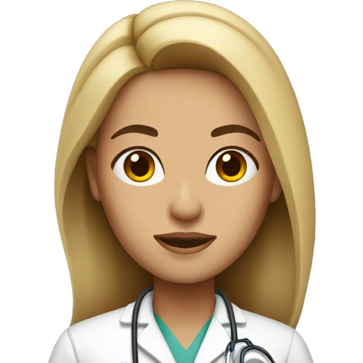 doctor woman with long brow hair emoji