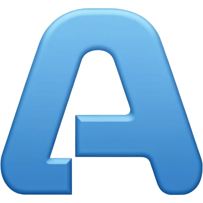 The image is a blue icon with the letter "A" in the center. The letter is in a bold, sans-serif font and is slightly tilted to the right. Below the letter, there is a smaller text that reads "10.9". The background is white and the icon is simple and minimalistic. emoji