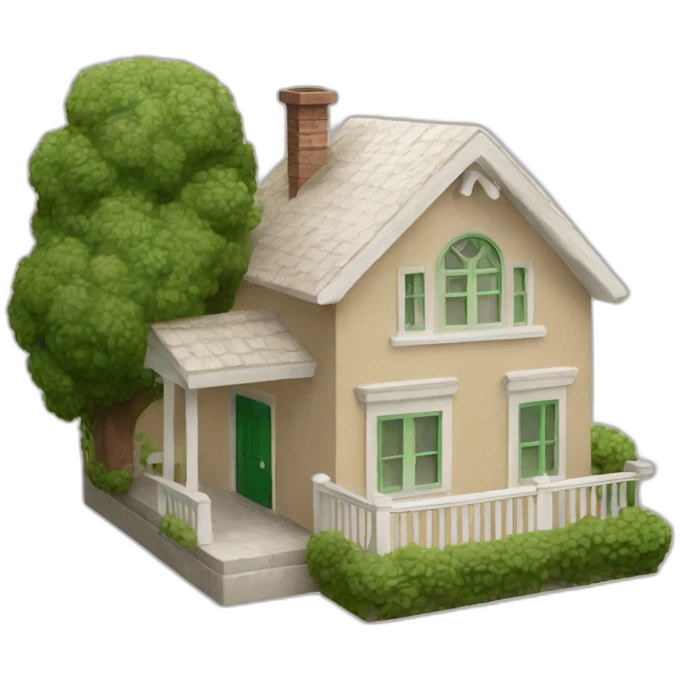 house box beige white green emoji