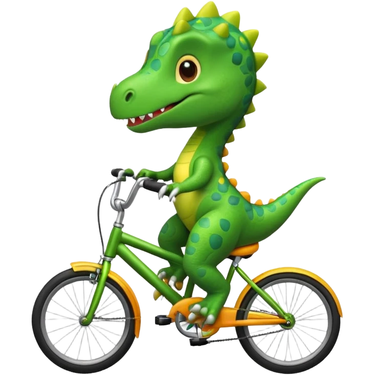 Cute dinosaur riding a bike  emoji
