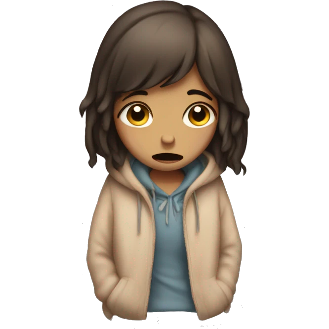 sad cozy girl crying full body  emoji