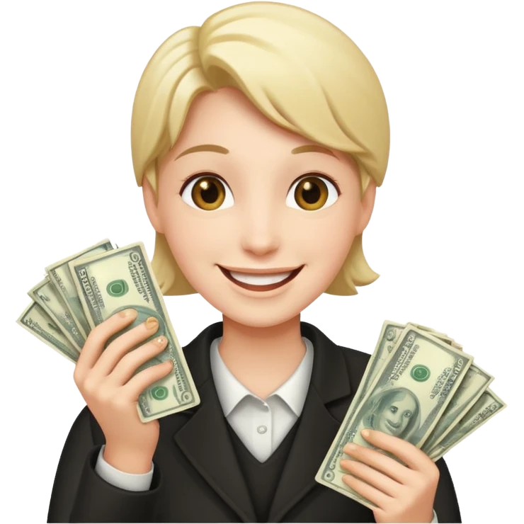 persona feliz con dinero  emoji