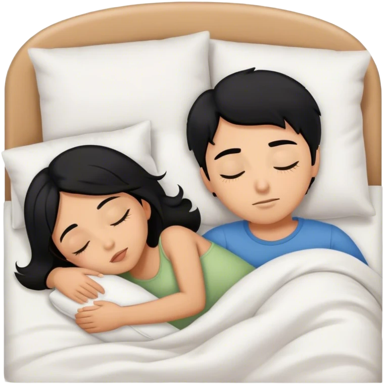 Girl and boy with black hair sleeping in bed emoji