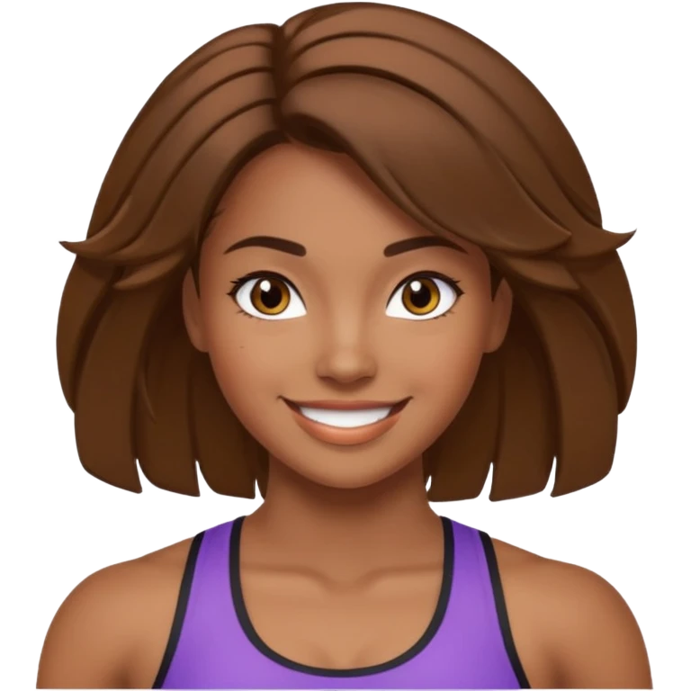 fitness girl, dark eyes, highlighted hair, brown skin emoji
