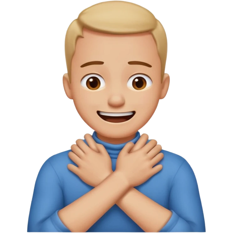having a hard person like a head and neck of a person and their hands like crossed idk their neck like their chocking themselves but in a joking way like frustration emoji