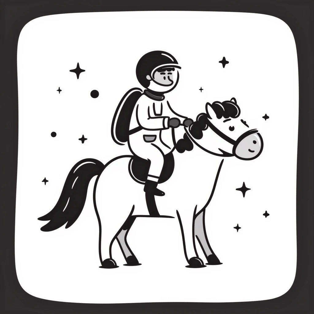astronaut on horseback with stars in background emoji