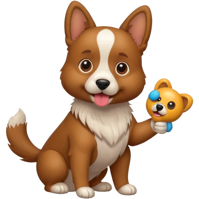 Dog sticking toy he out emoji