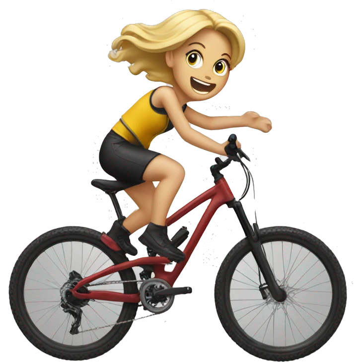 Blonde Female Mountian bike jumping  emoji