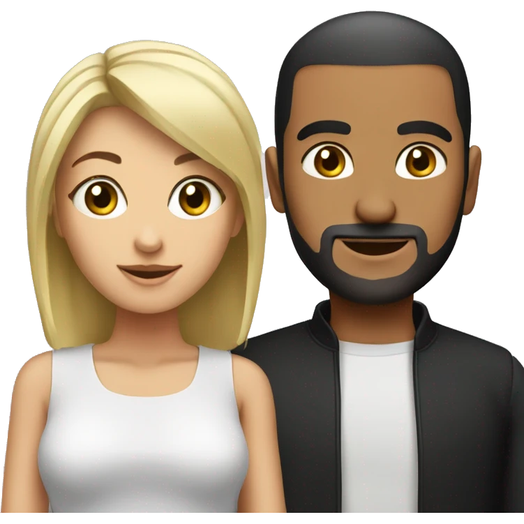 Arab man with black buzz cut hair, and blonde hair girl emoji