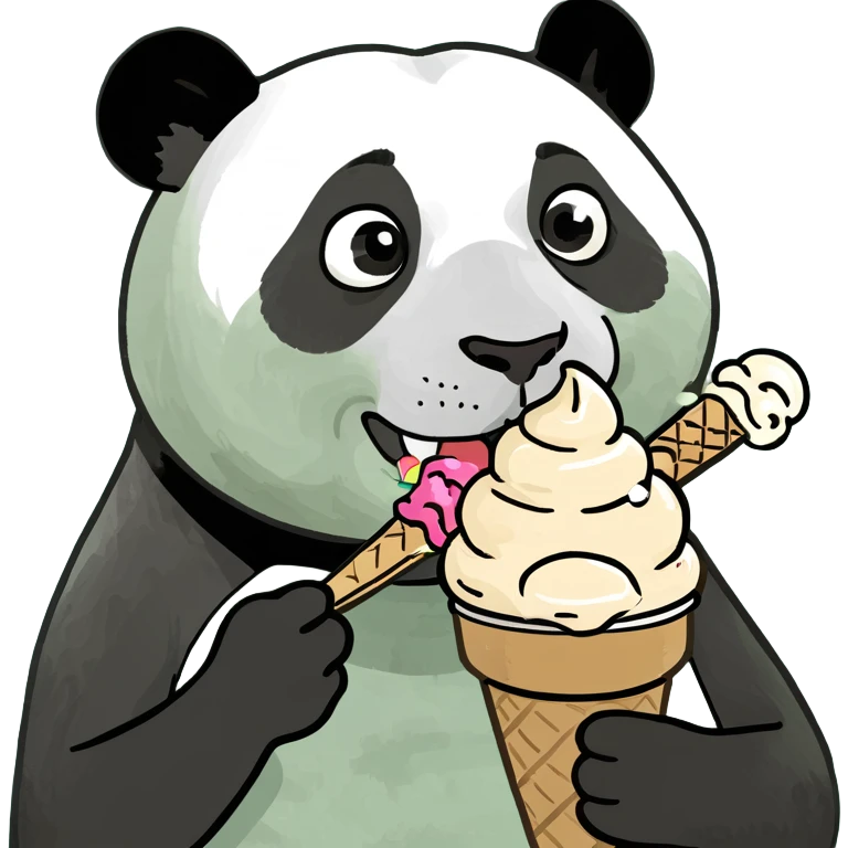 Panda eating ice cream emoji