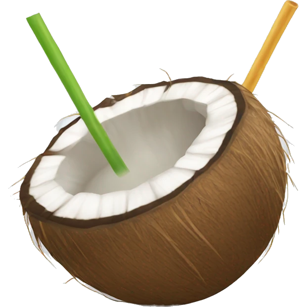 Coconut with straw for coconut water emoji