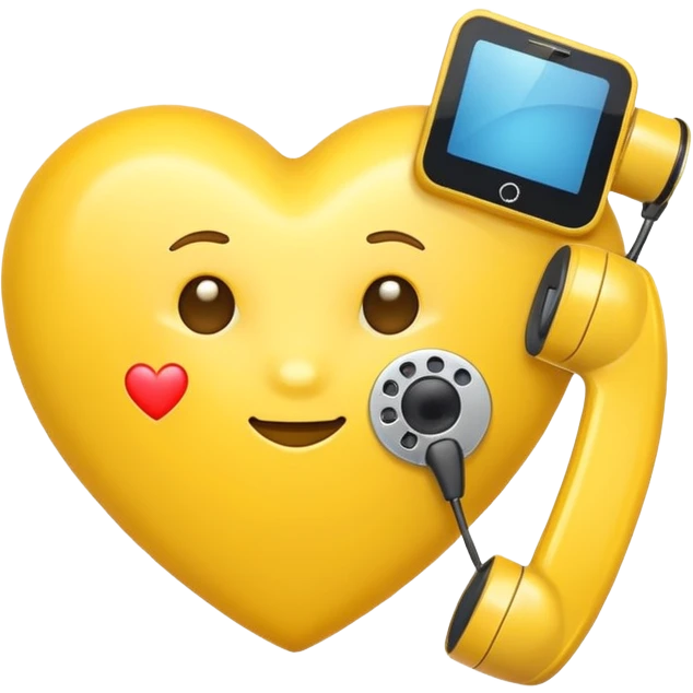 yellow heart with a phone emoji