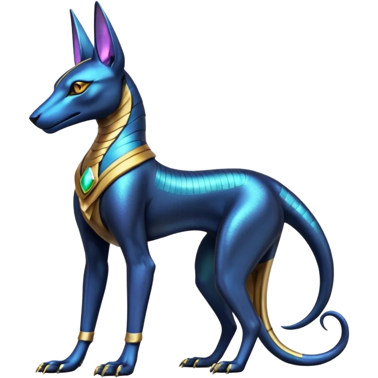 Futuristic Ethereal Beautiful Anubis-Salandit-Bastet-Fakémon-hybrid-creature (full body)  emoji