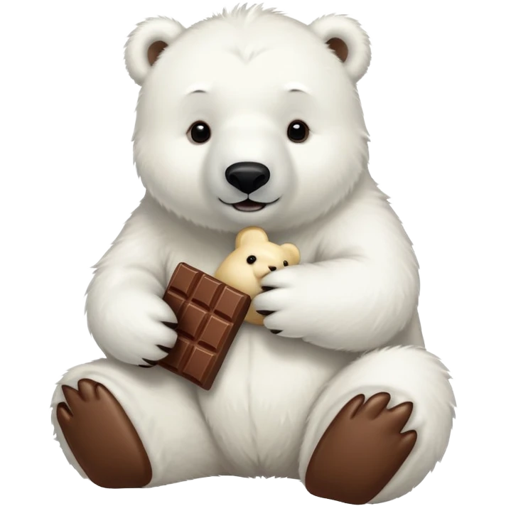 white polar bear eats chocolate bunny emoji