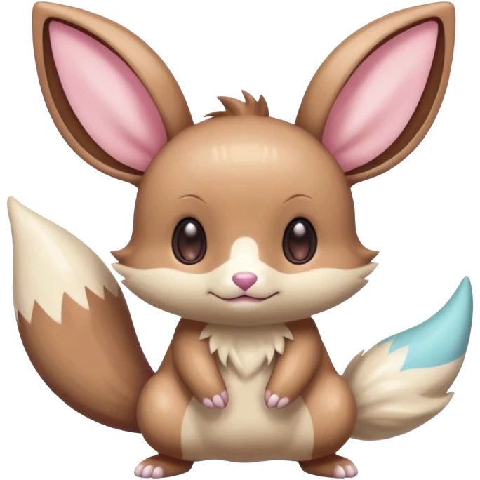 Kawaii Shiny Colorful Pastel Minccino-Furret-Eevee-fusion Full Body emoji