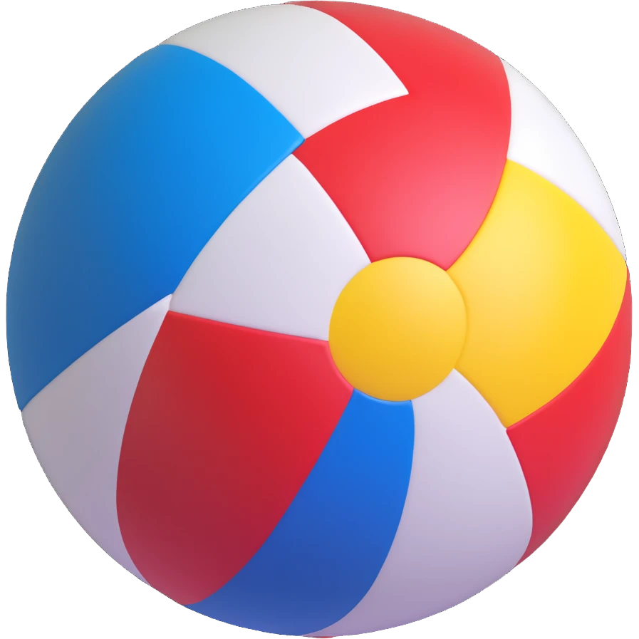 beach ball with classic red, yellow, blue, and white panels emoji