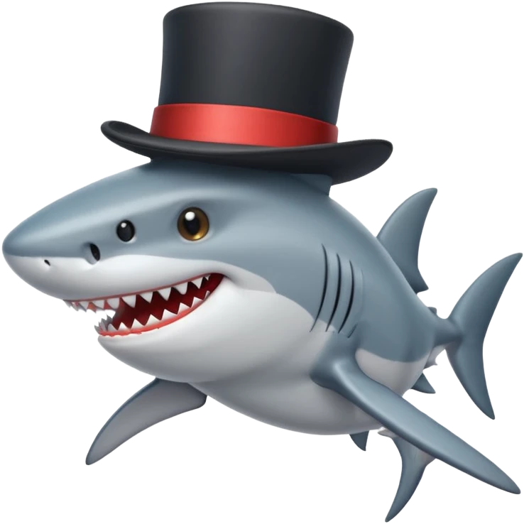 Shark with a top hat emoji