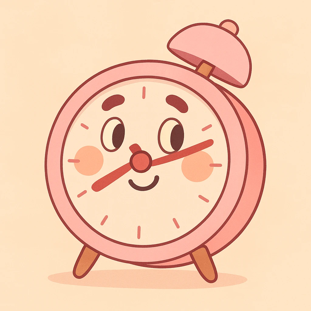 aesthetic pink clock with soft colors and minimal background in pastel toon style emoji