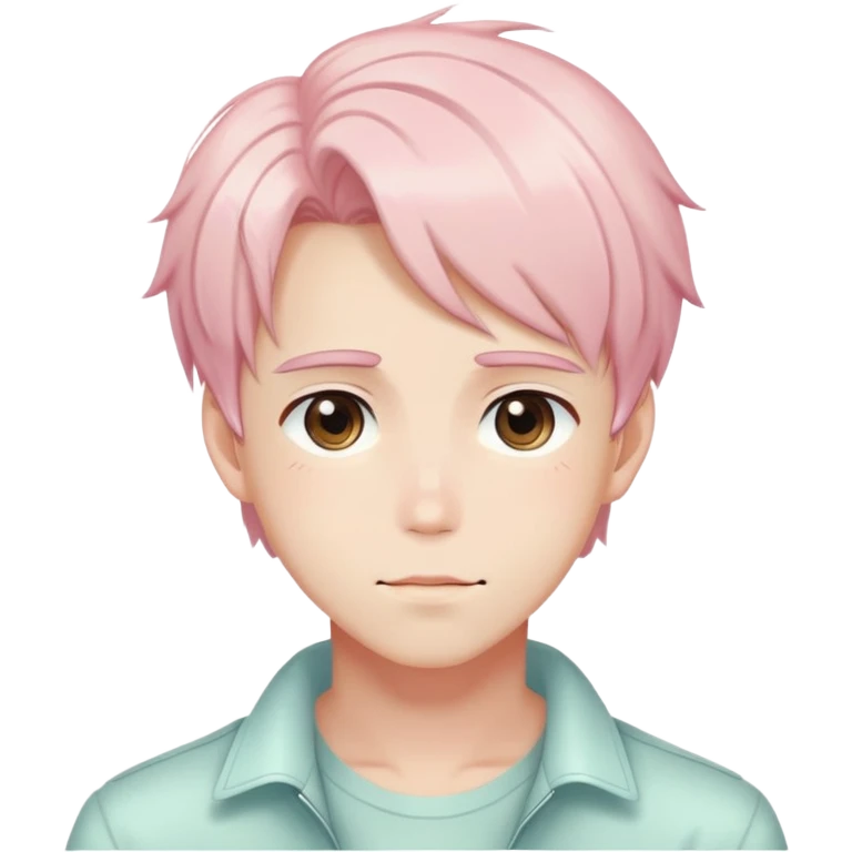 Gorgeous colorful shiny romantic pastel anime style shojo man with blushing face aesthetic and pretty hair trending style emoji