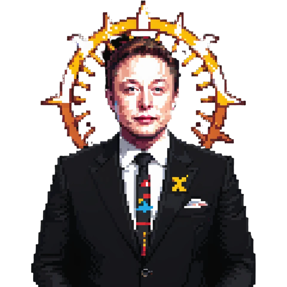 Elon Musk with X logo sun design emoji