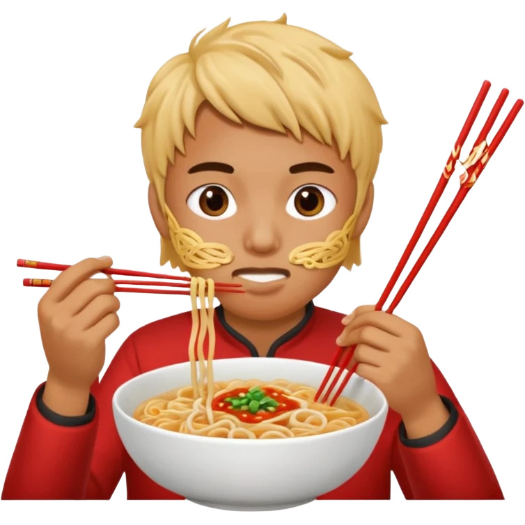Create a person having noodles dinner. emoji