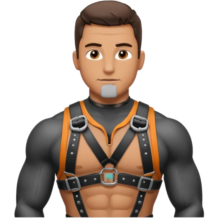 Guy with abs and leather harness  emoji