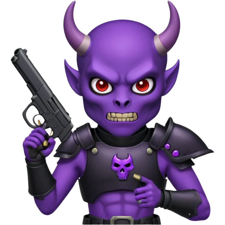 Diablo morado garrando dos pistolas  emoji