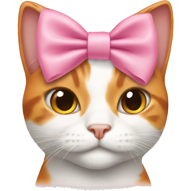  Orange and white Cat wearing pink bow  emoji