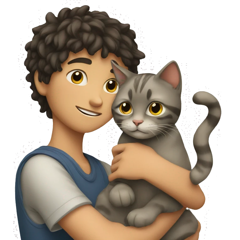 Boy with cat emoji