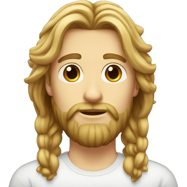  long hair, a beard, and Caucasian features emoji