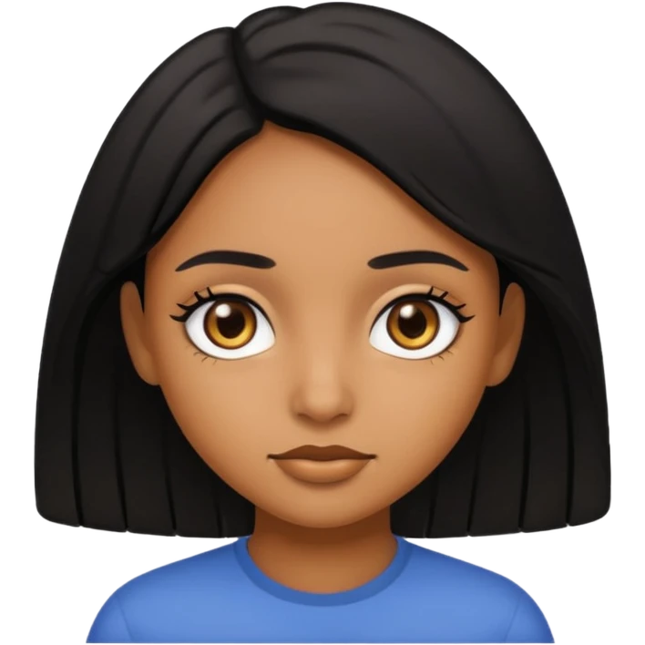 brown girl golden brown skin black eyes black hair emoji