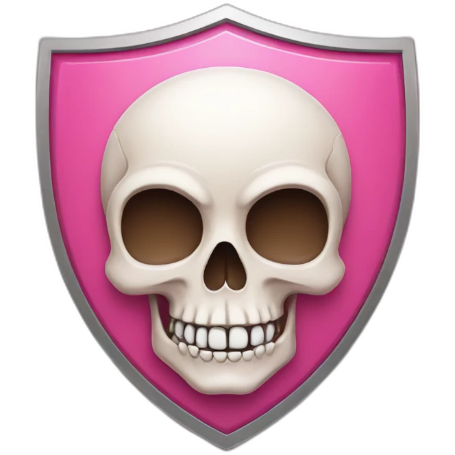 cartoon skull on a pink shield emoji