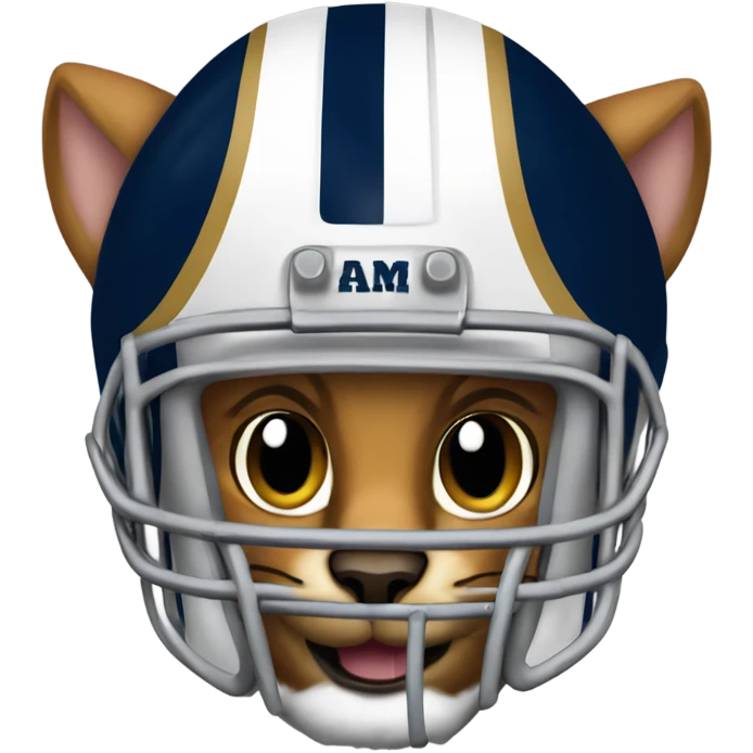 Tabby cat wearing Los Angeles rams football helmet emoji