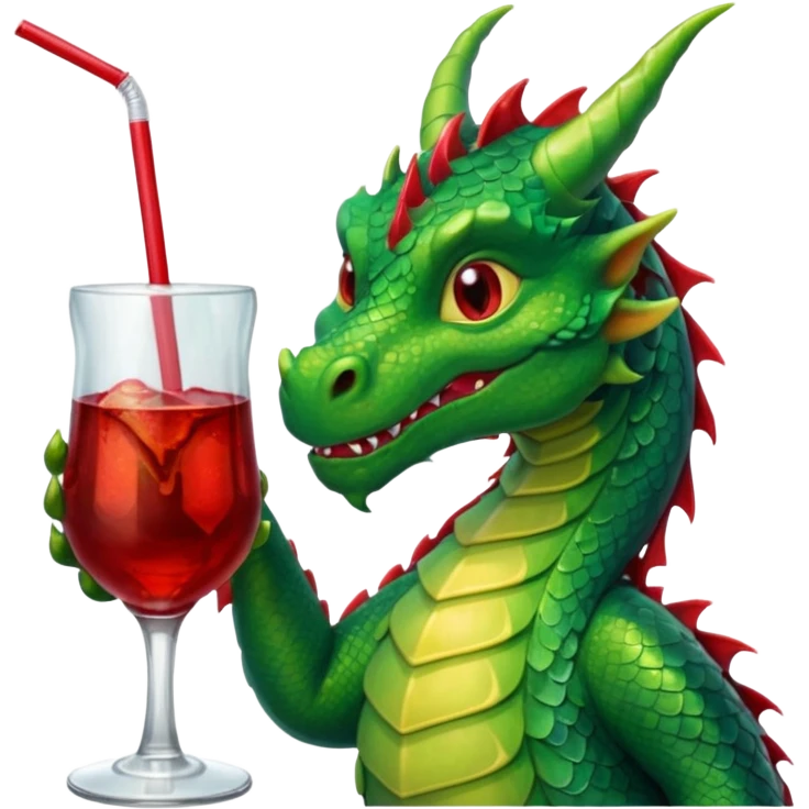 Dragon sipping with a straw from a drink emoji