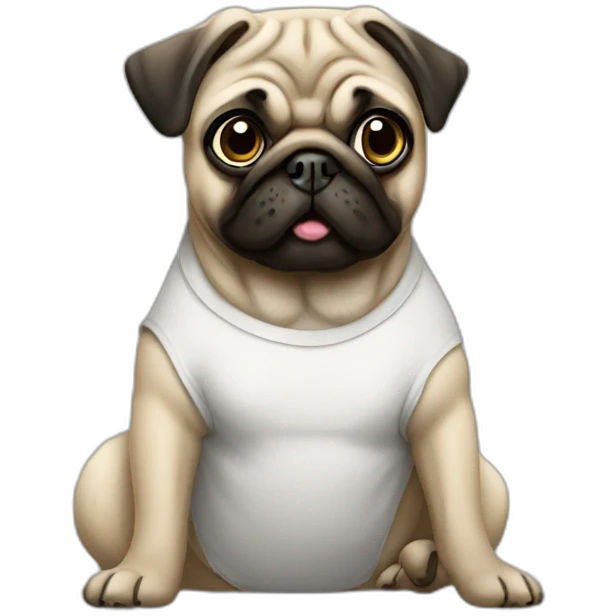 pug wearing a t-shirt emoji