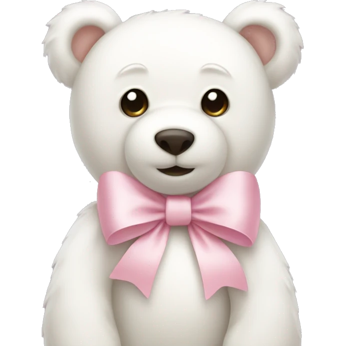 White teddy bear with light pink bow emoji