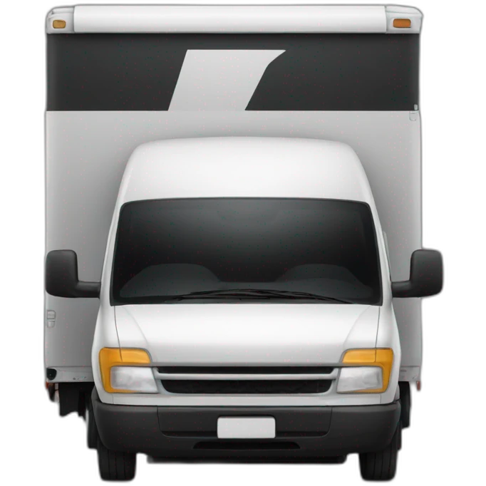 a shipping van in complete black with three lines at the back represting speed emoji