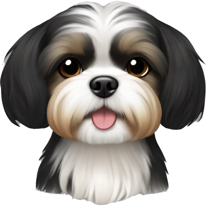 black and tan shih tzu maltese mix, black head fur, no white fur emoji