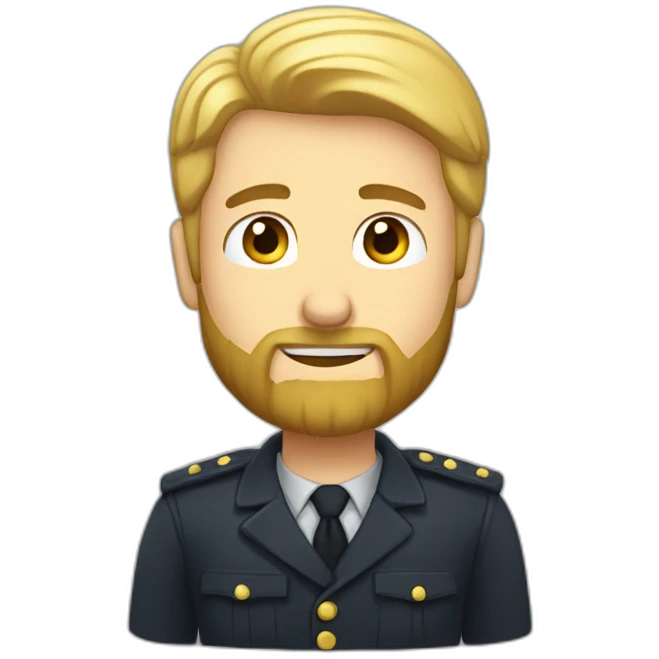 a saluting man with blond hair and a dark beard is smiling emoji