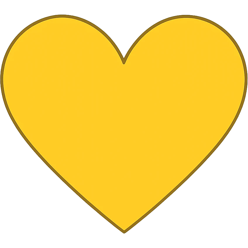 heart with a bright sunflower yellow color, digital illustration, no background emoji