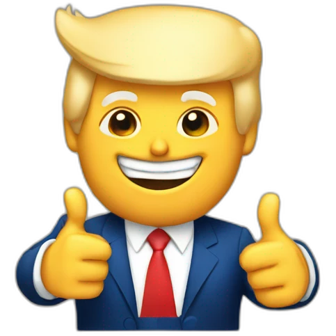 Donald Trump smiling with both thumbs up emoji