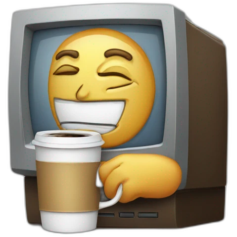 sleepy old computer drinking coffee emoji